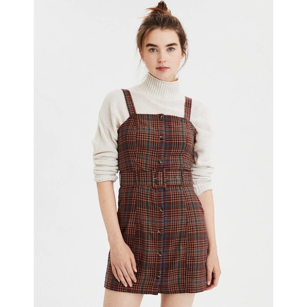 American Eagle Plaid Button Down Dress